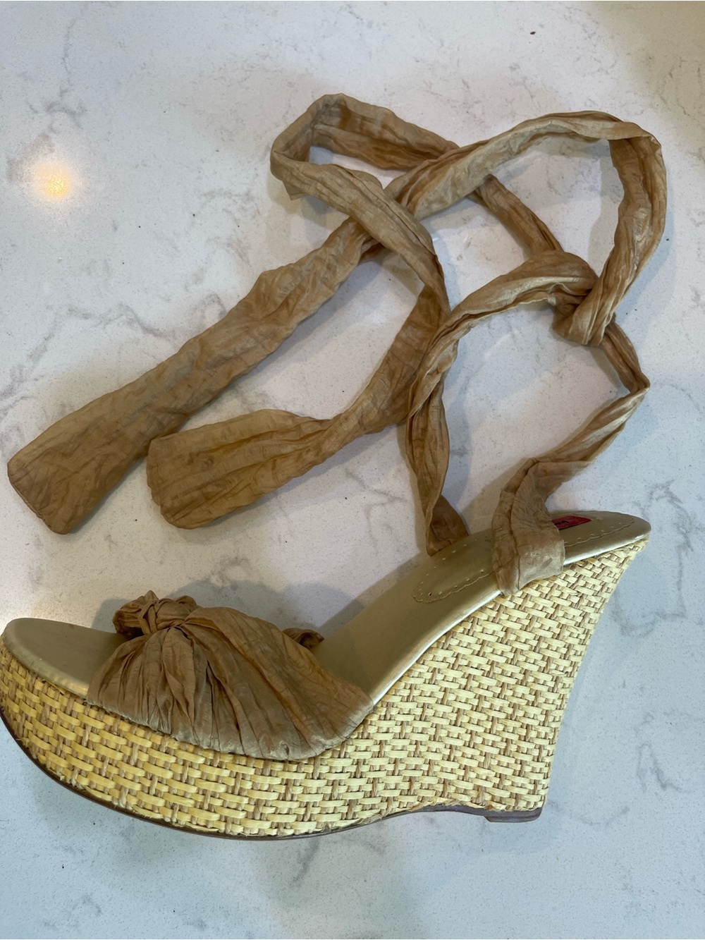 Nordstrom Tan Wedge Espadrille Wrap Sandal